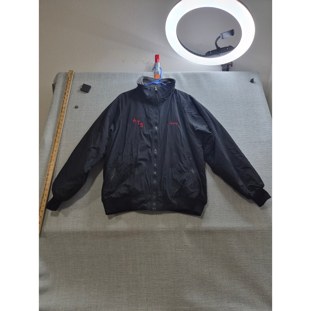 Pacific ATS Kerry Windbreaker Jacket Mens Large Black Fleece Lined Mock Neck